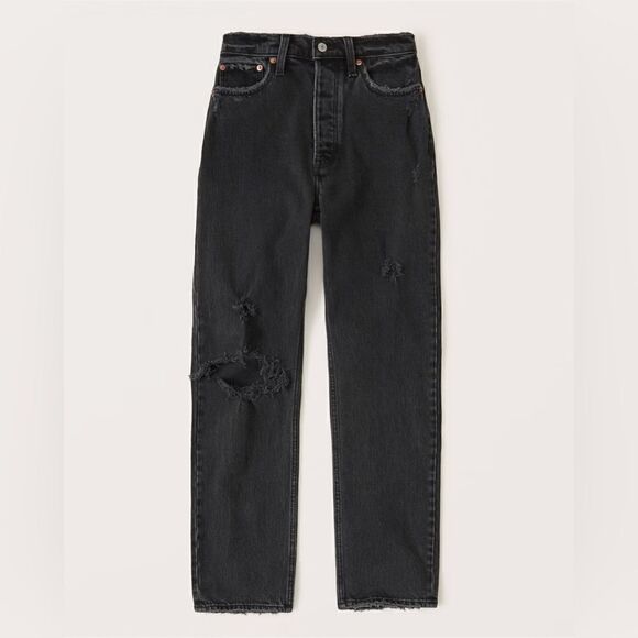 Abercrombie The Dad High Rise Distressed Jeans - Picture 1 of 10